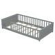 preview thumbnail 45 of 66, Twin Size Floor Bed Frame for Kids Bed with Fence Guardrails Endbed Storage Splint Platform Bed - Available with or without Door