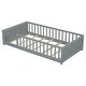 preview thumbnail 35 of 33, Twin Size Floor Bed Frame w/ Built-in Book Storage Rack, Safety Fence & Wood Slat, Toddler Floor Bed Frame-No Box Spring Needed
