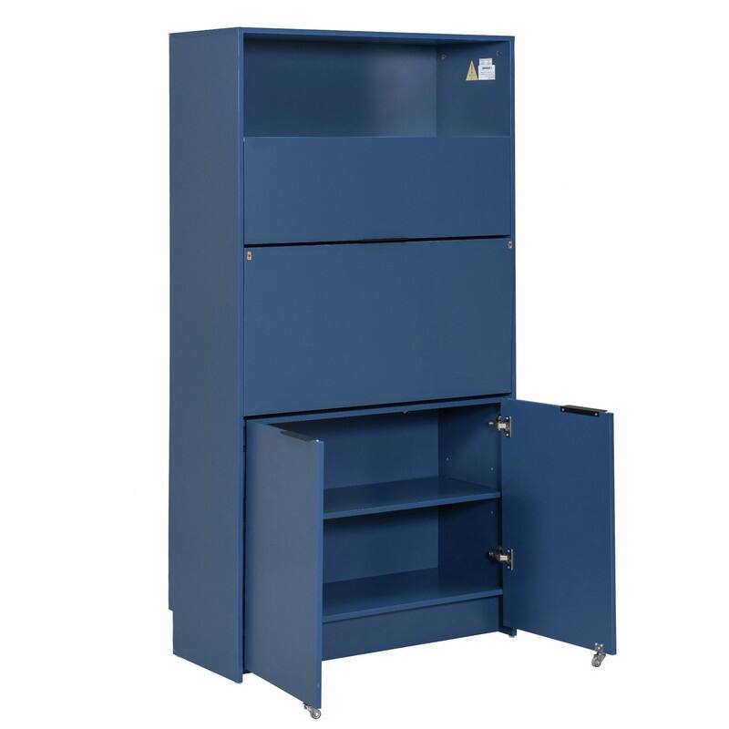 69"Tall Kitchen Pantry with Hutch, Multifunctional Storage Cabinet with Adjustable Shelf and Power Outlet