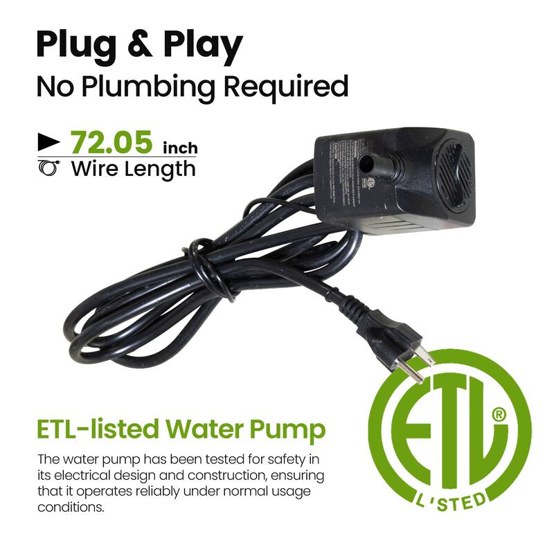 Vbal Modern Minimalist Water Curtain Outdoor Fountain with Base and LED Lights