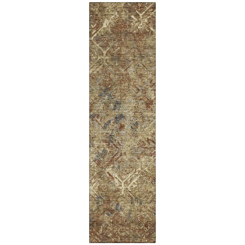Machine Washable Indoor/ Outdoor Chantille Distressed Diamonds Rug