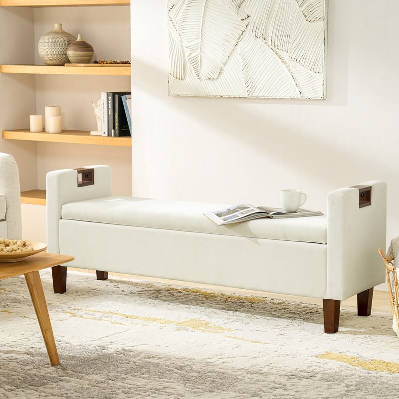 Clara Storage Bench with Solid Wood Legs by HULALA HOME