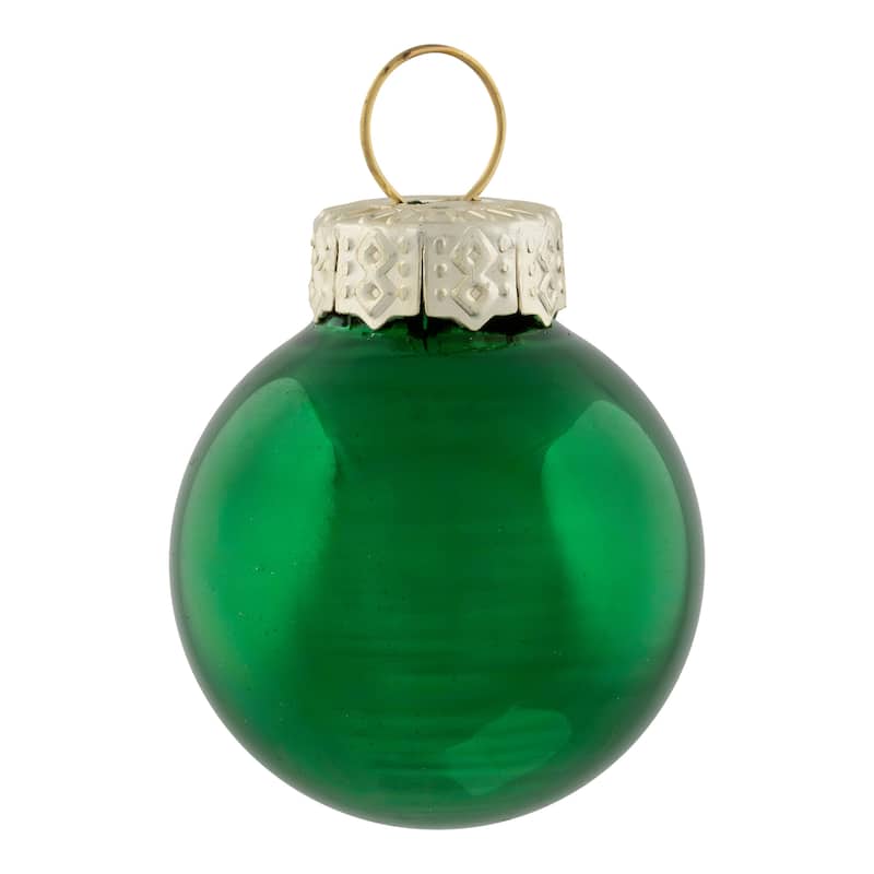 2-Finish Mini Christmas Glass Ball Ornaments - 1" (25mm) - Green - 24ct