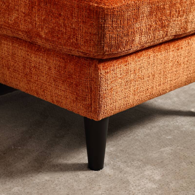 Modular Sectional Sofa with Storage Ottoman, Comfy Chenille Fabric Sofa, 3-Seater Sofa with Side Pockets & 2 Cup Holders