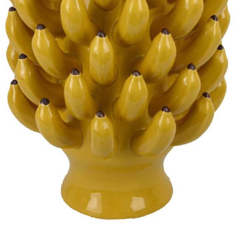 Joseph Accent Vase with Tiered Banana Accents, Yellow Ceramic 17 Inch