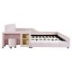 preview thumbnail 7 of 10, Queen Size Upholstered Mother & Child Platform Bed w/ Bedside Desk & Little Round Stool