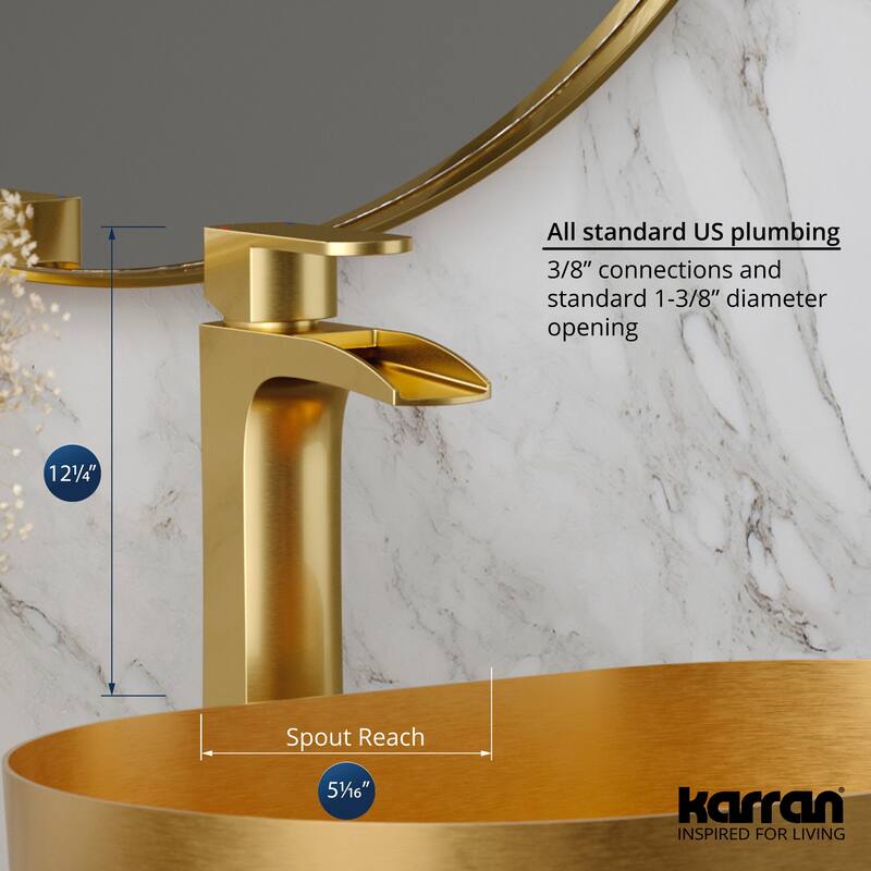 Karran Kassel Single Hole Single Handle Vessel Bathroom Faucet with Matching Pop-up Drain