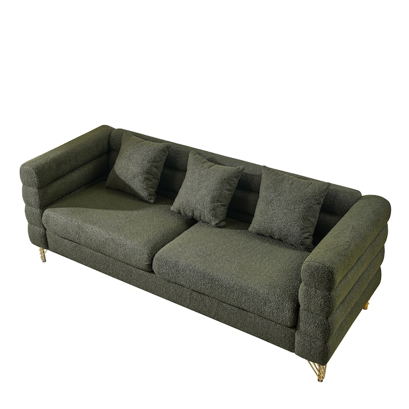 81 Inch Oversized 3 Seater Sectional Sofa, Living Room Comfort Fabric Sectional Sofa - Deep Seating Sectional Sofa, Soft Sitting