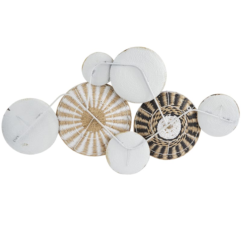 Dried Plant Plate Handmade Woven Home Wall Decor with Intricate Patterns - Gold - Roche River Decor
