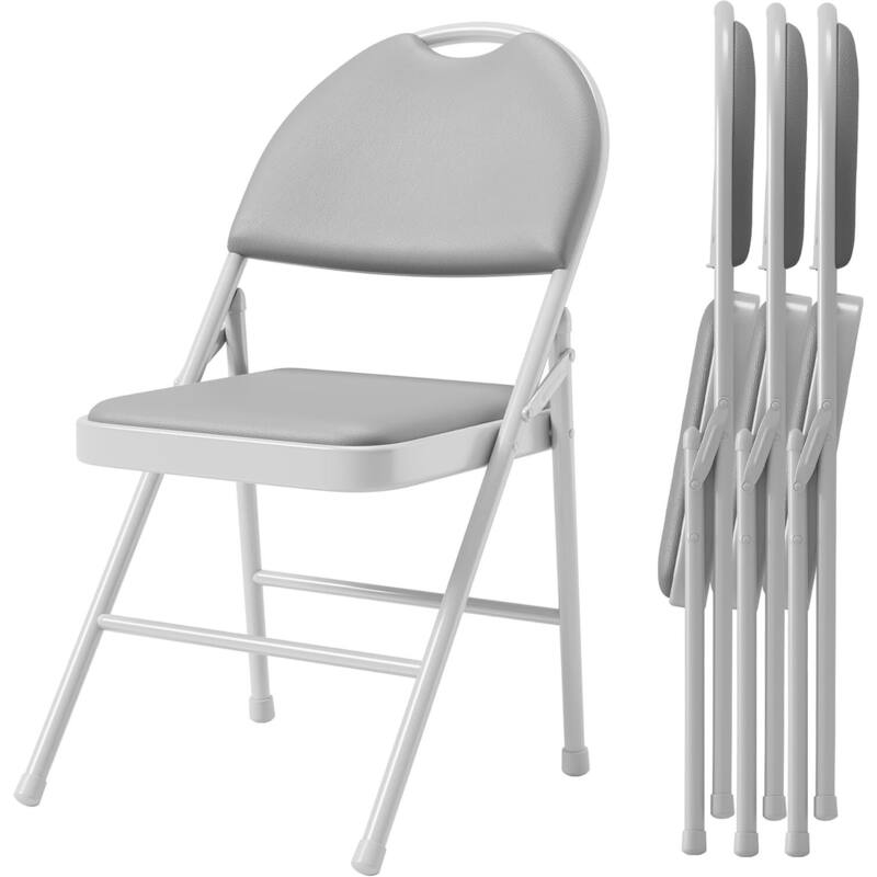 4-Piece Folding Chair Set for Indoor and Outdoor, Room, Restaurant, Patio - Grey