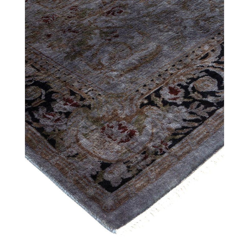 Overton Hand Knotted Wool Vintage Inspired Modern Contemporary Overdyed Purple Area Rug - 4' 7" x 6' 10"