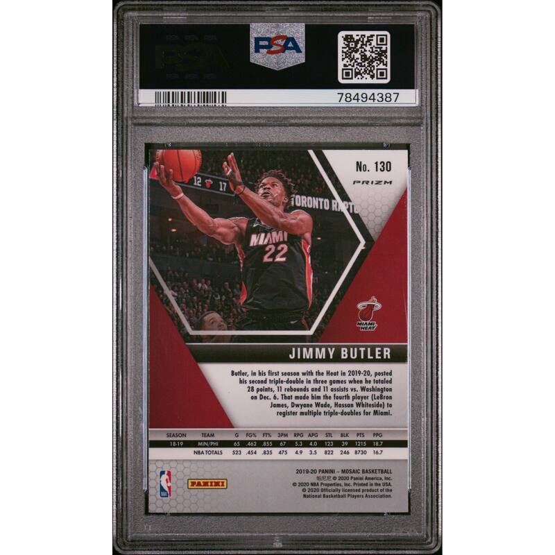 Jimmy Butler 2019 Panini Mosaic Silver Prizm Basketball Card #130 Graded PSA 10 - 8'6" x 11'6"