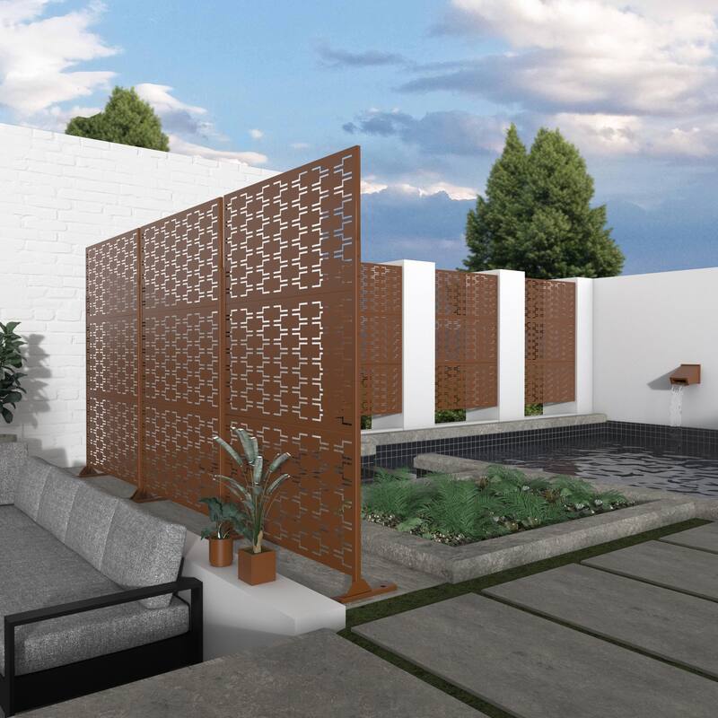 Metal Privacy Screen Panel Free Standing Bricks - 76x47