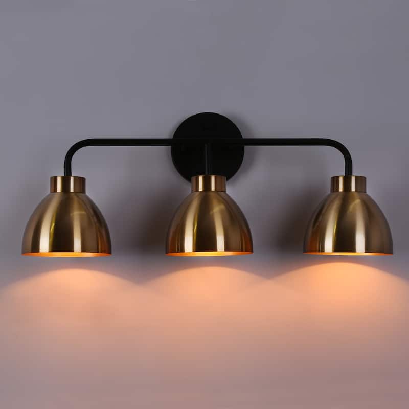Modern 3-Light Black Gold Bathroom Vanity Lights Metal Wall Sconces