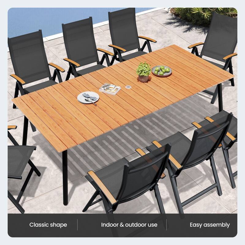 7/9-Piece Outdoor Patio Dining Set Adjustable Folding Chairs and Aluminum Dining Table