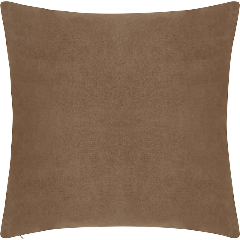 Delara Pack of 1 Velvet Decorative Throw Pillow Cover 20x20 Inches, Cushion Cover, Soft and Breathable Fabric, Hidden Zipper - Cover Only - Khaki