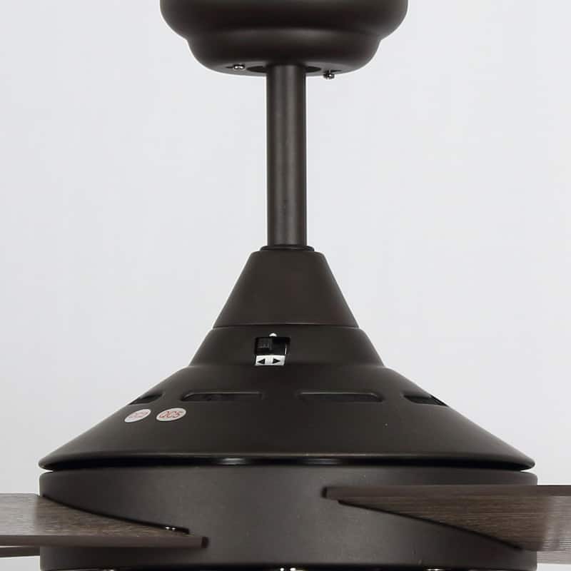 52" Indoor Oil Rubbed Bronze Downrod Mount Industry Ceiling Fan with Light and Remote Control - Size: D: 52 " x H:17"