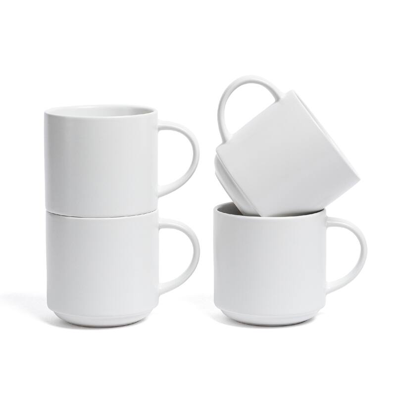 over&back Stackable 14oz Semi-Matte Stoneware Mugs, Set of 4