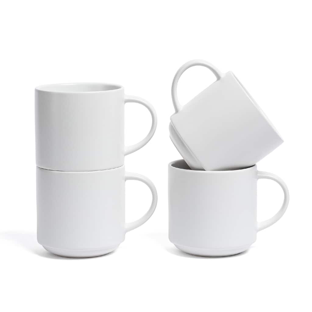 over&back Stackable 14oz Semi-Matte Stoneware Mugs, Set of 4