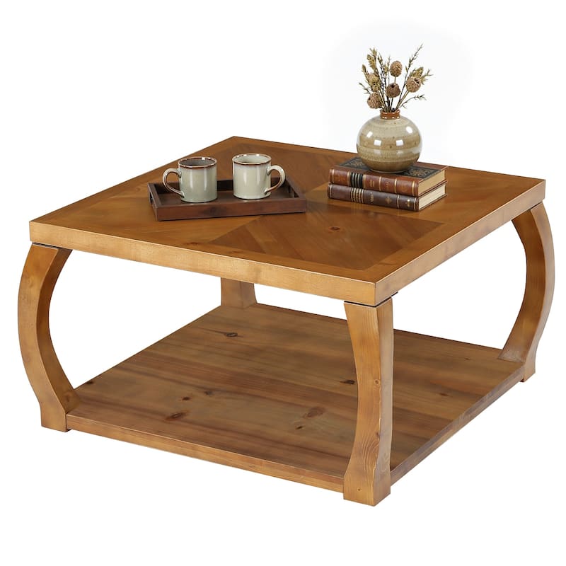 31.49“ Square Solid Wood Coffee Table For Living Room