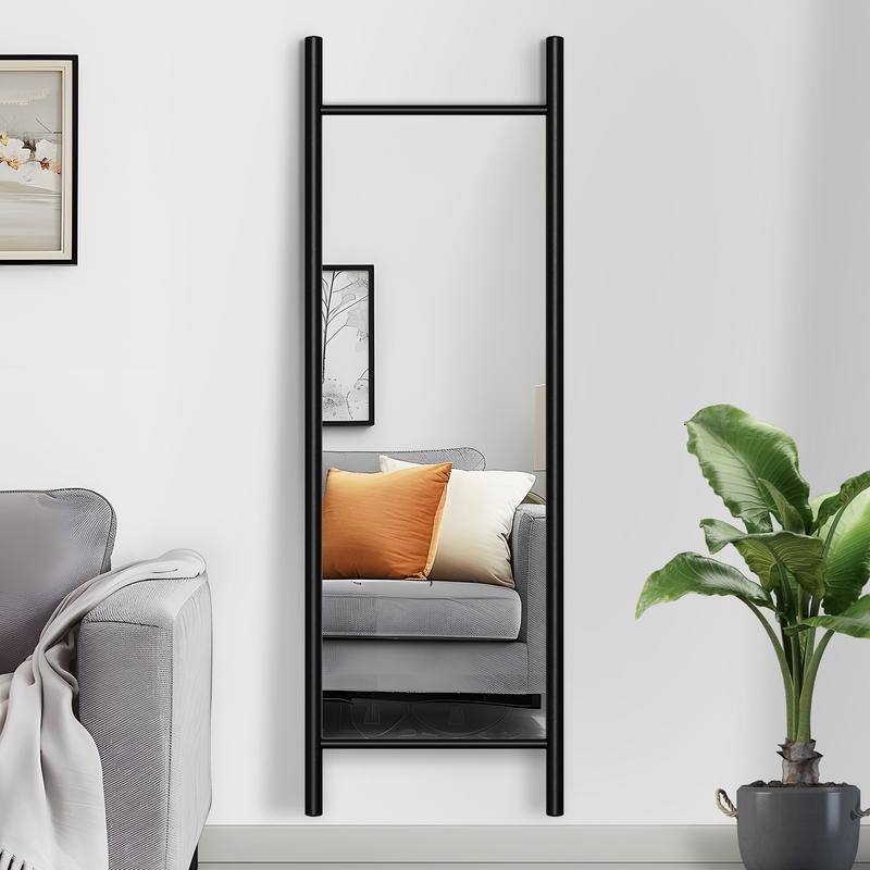 Ladder-Style Arched Solid Wood Framed Full Length Leaning Mirror