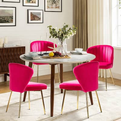 Barbara Side Chair with Metal Base Set of 4 by HULALA HOME