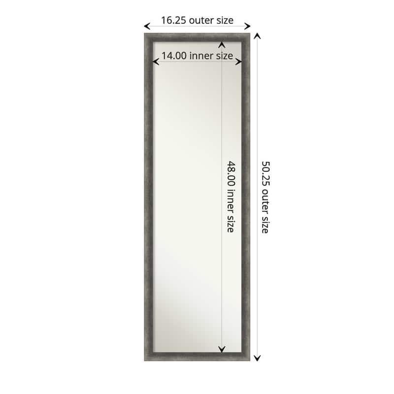 Burnished Concrete Narrow Non-Beveled Wood Framed Full-Length On the Door Mirror - Burnished Concrete Narrow - Glass Size 14x48