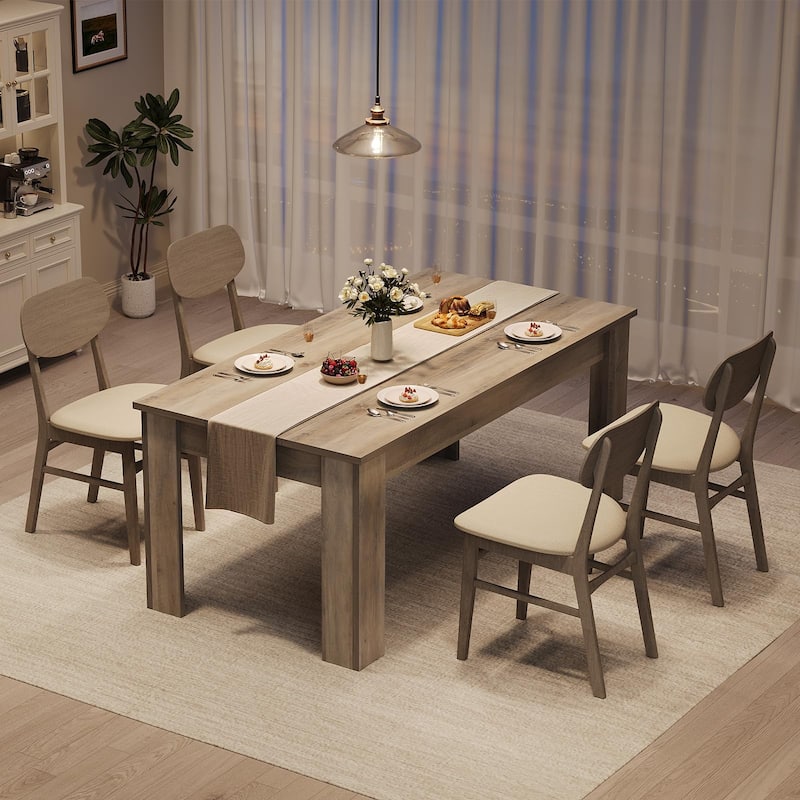 63 Inch Dining Table, Rectangular Dining Table for Kitchen - Grey - Thin