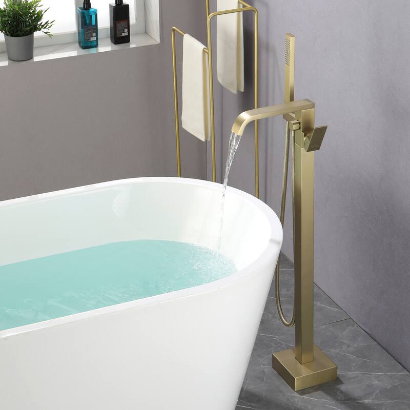 Freestanding Floor Mount Single Handle Bath Tub Filler Bath Tub Faucet