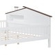 preview thumbnail 21 of 22, Full Size Wood Platform Kids Bed with House-Shaped Headboard, LED Light & Built-in Storage, Finish with Guardrails, Natural