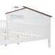 preview thumbnail 6 of 5, Kids Full Bed with House-Shaped Headboard and Guardrail, Wood Platform Bed Frame with Built-in Storage and LED Light, White