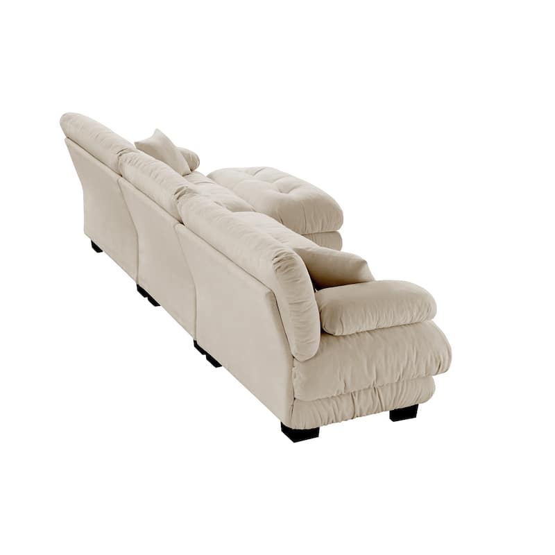 133.8" 3 Seater Modular Sofa, Oversized Upholstered Sectional Couches for Living Room, Chenille Fabric Couch Set with Ottoman