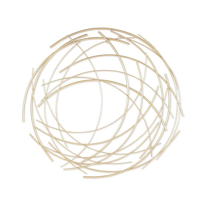 HomeRoots 26" X 26" Gold Abstract Metal Circle Hanging Dimensional Sculpture
