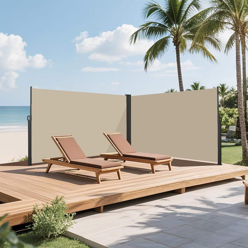 276" x 71''Retractable Side Awning, Waterproof & UV-Resistant, Privacy Screen Divider Roll Up Balcony(Beige)