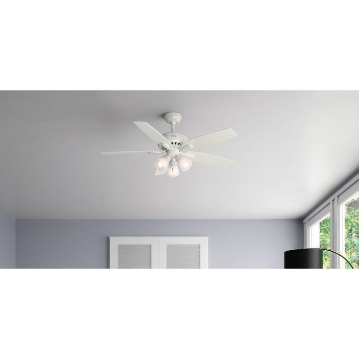 Hunter 52" Newsome Ceiling Fan with 3-Light LED Light Kit and Pull Chain - Traditional - Fresh White