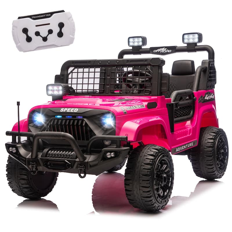 24V 100W*2 Two-seater Kids Ride On Car w/ RC - 3 Speed Adjustable, LED Headlights, 4-Wheel Shock Absorption - Pink