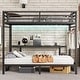 preview thumbnail 2 of 12, Convertible Queen Over Twin XL Metal Loft Bed with Foldable Sofa, Built-In Desk, Shelves, USB Ports & LED Lighting