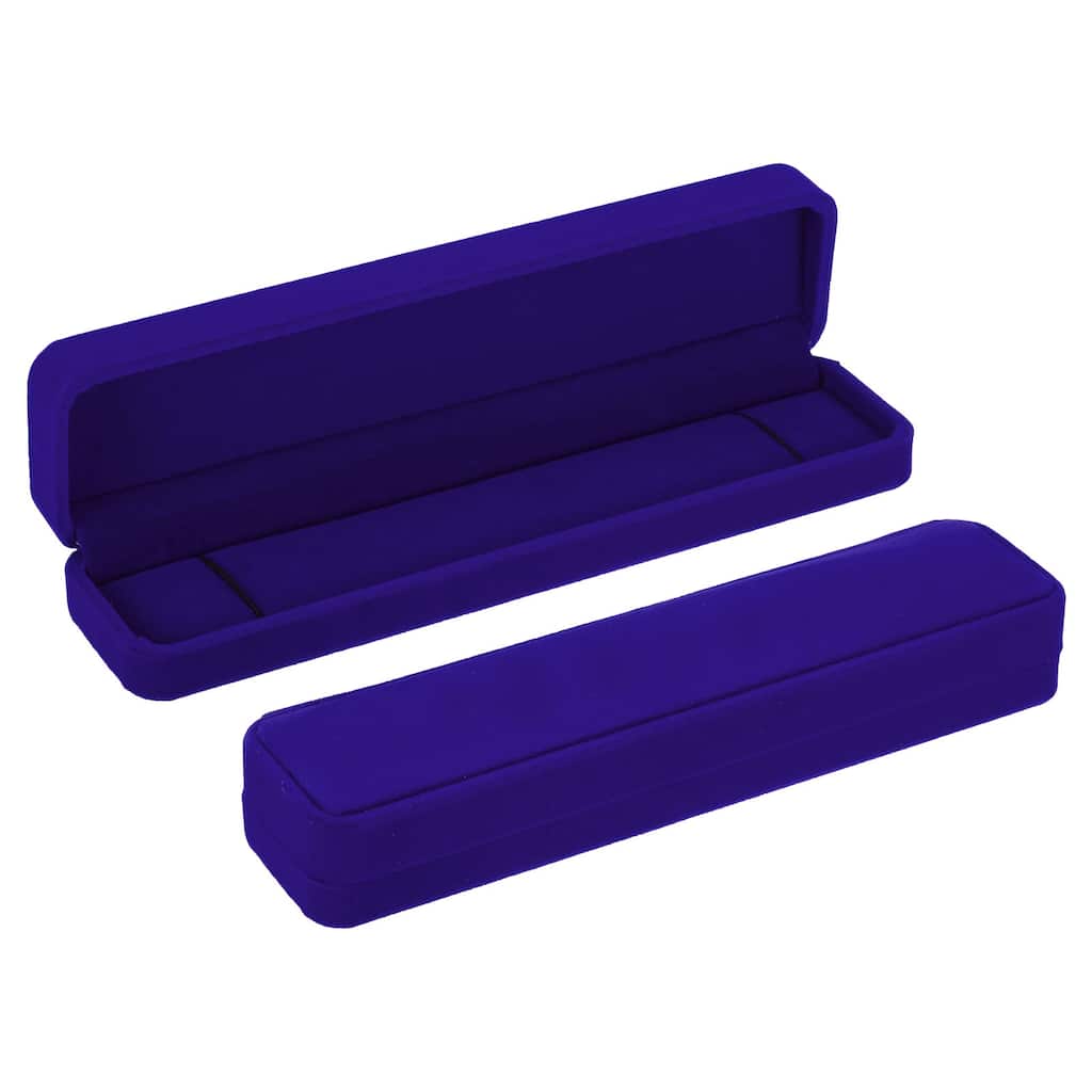 Velvet Necklace Box 2pcs Single Slot Long Chain Jewelry Holder Style 2