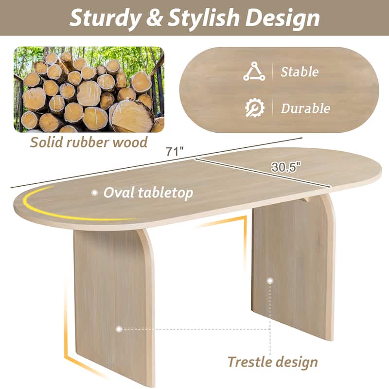 71'' Dining Table Set for 6 with Bench