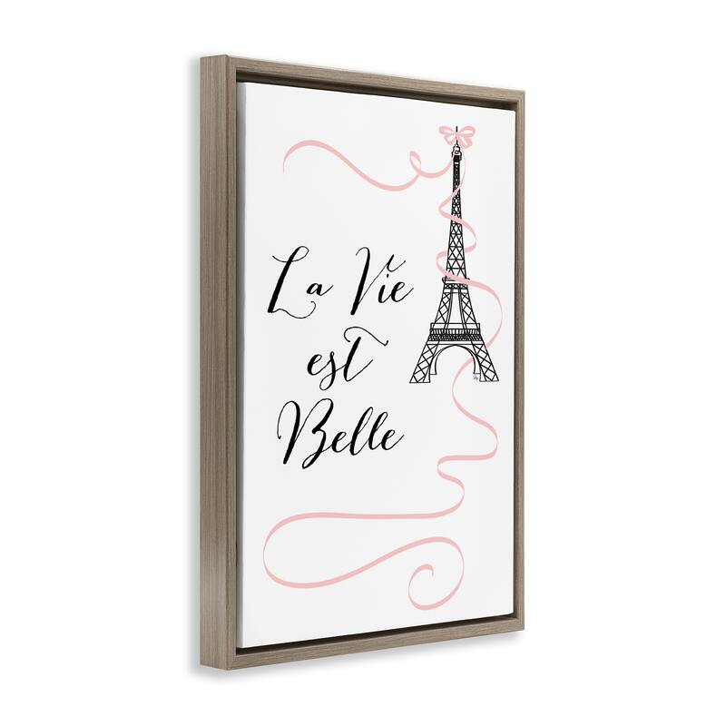 Stupell Life Is Beautiful French Phrase Framed Floater Canvas Wall Art Design By Martina Pavlova