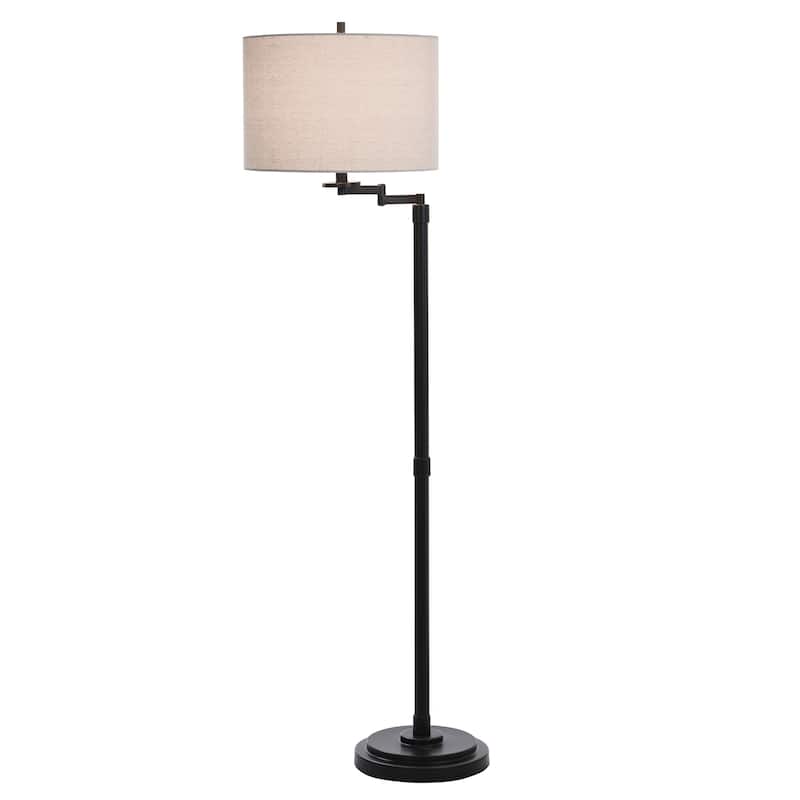 StyleCraft Madison Bronze Floor Lamp - Beige Hardback Fabric Shade