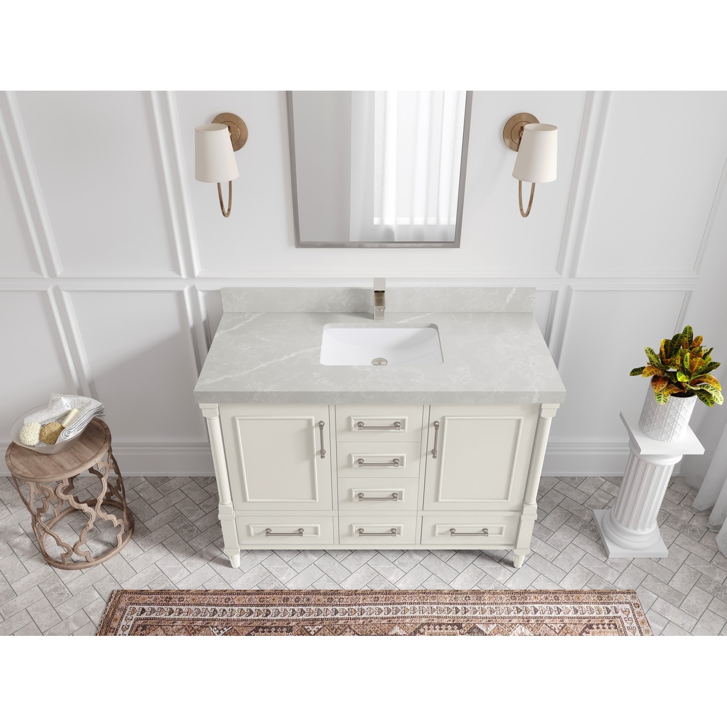 Willow Collections 48 in. W x 22 in. D Aberdeen Single Bowl Sink Bathroom Vanity with Countertop