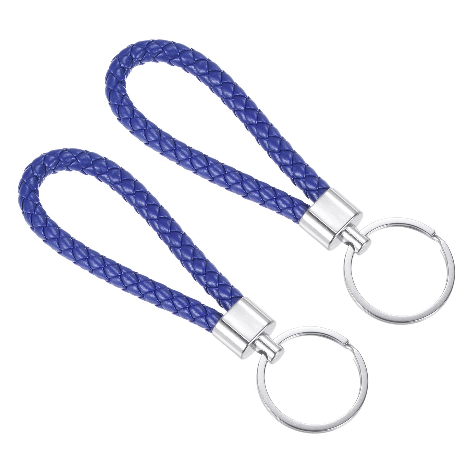 Braided Leather Keychain, PU Key Ring Woven Decoration Lanyard