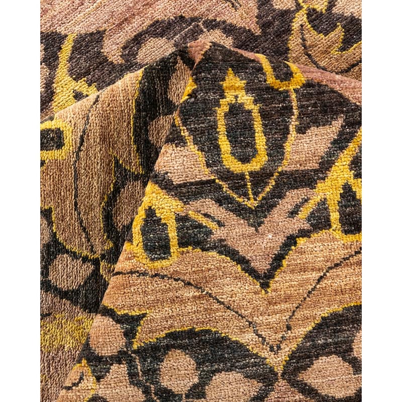 Overton Hand Knotted Wool Vintage Inspired Modern Contemporary Arts & Crafts Black Area Rug - 9' 2" x 11' 8"