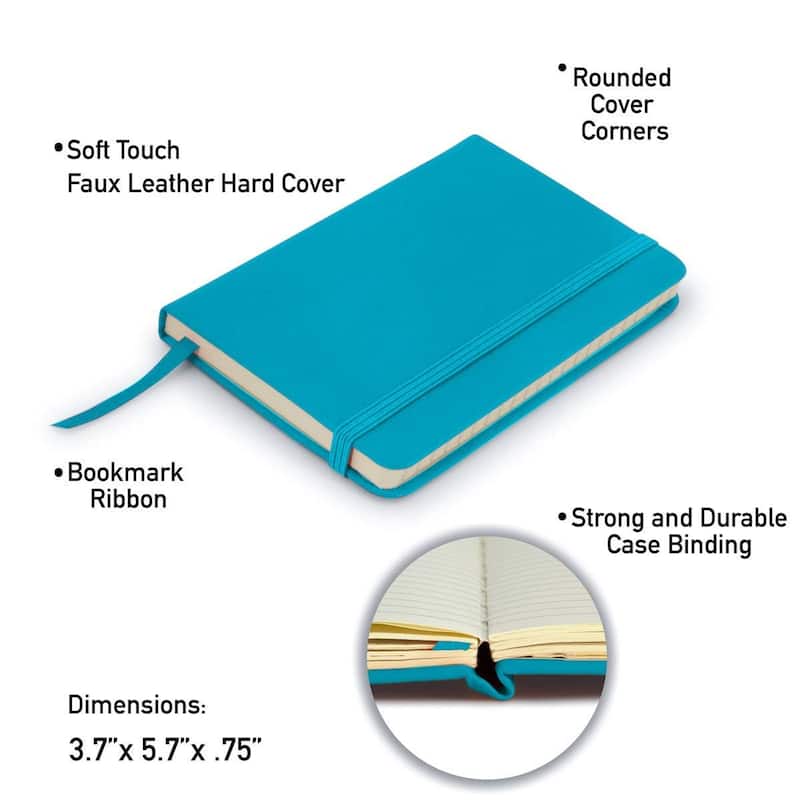 Paper Junkie Simply Genius A6 Dotted Hardcover Notebooks (Turquoise, 12 Pack)
