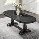 preview thumbnail 9 of 26, Extendable Wooden Dining Table Set with 6 Pieces of Chair Solid Wood Curved Oval for 4-6 People Table Only - Dark Brown