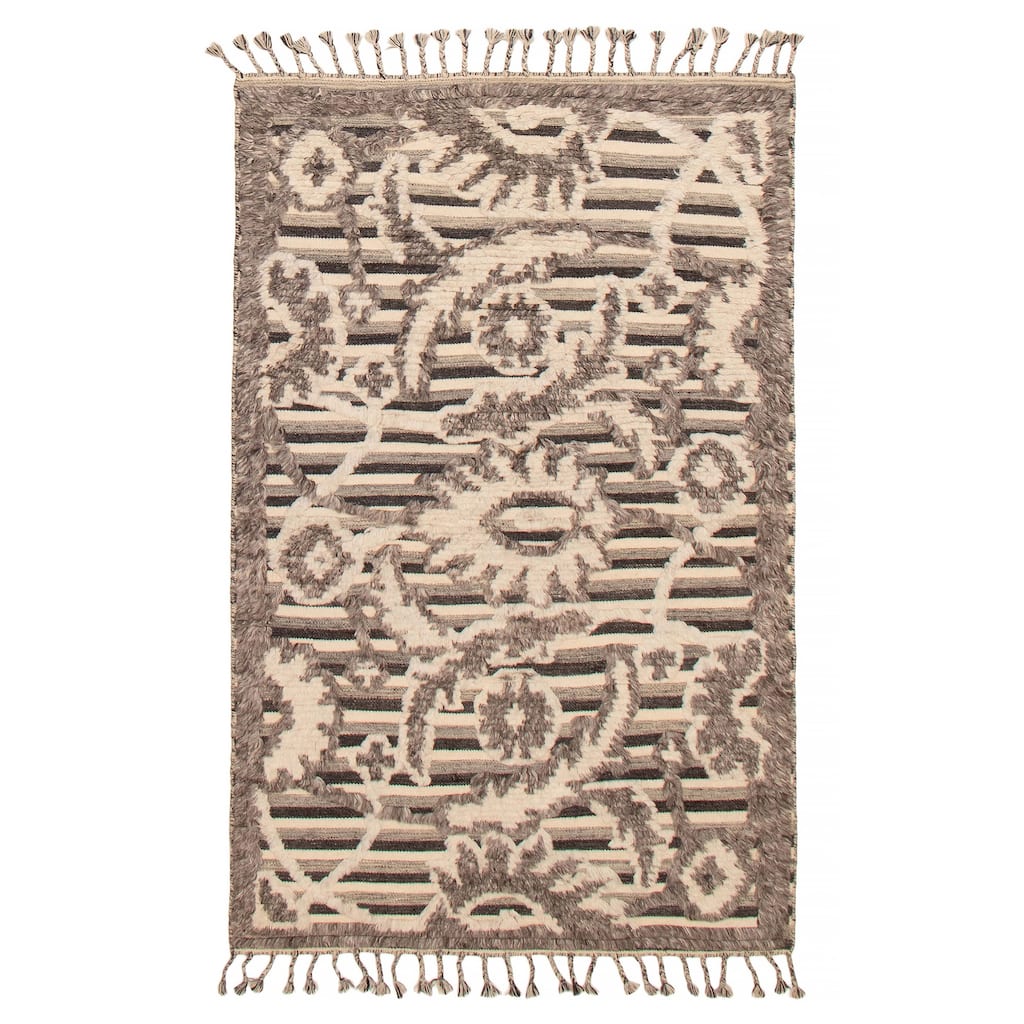 ECARPETGALLERY Hand-knotted Tangier Taupe Wool Rug - 4'11 x 8'0