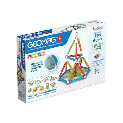 Geomag Supercolor Magnetic Construction Building Set Recycled, 60 pcs