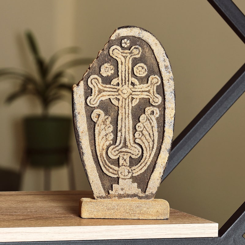 Novica Handmade Echmiadzin Memory Tuff Stone Stela Sculpture (Large)