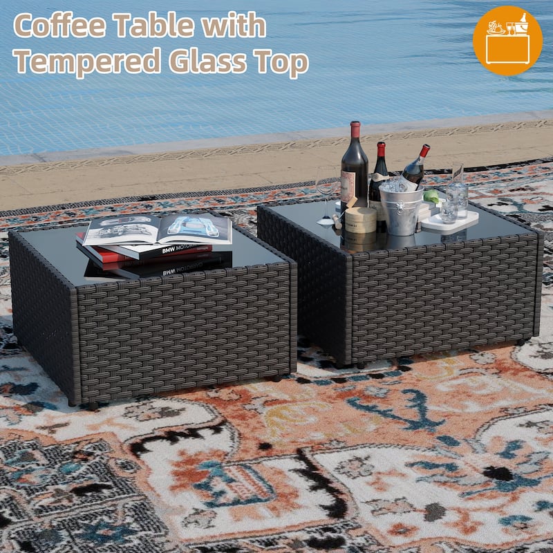 11 Piece Sectional Seating Group with Fire Pit and Cushion